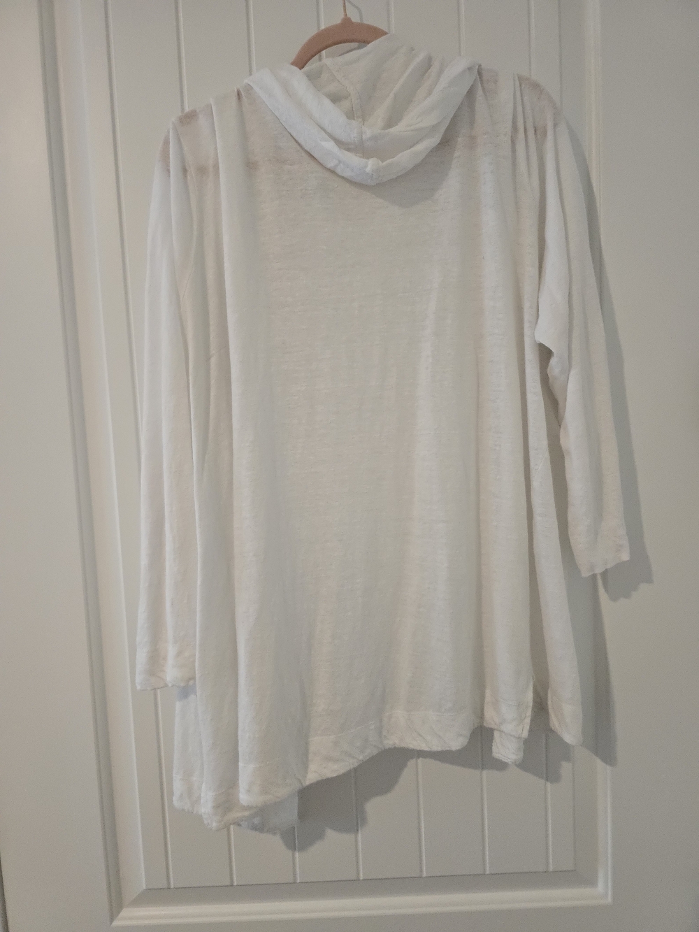 Tahari White Linen Hooded Open Cardigan 3X - Picture 3 of 3